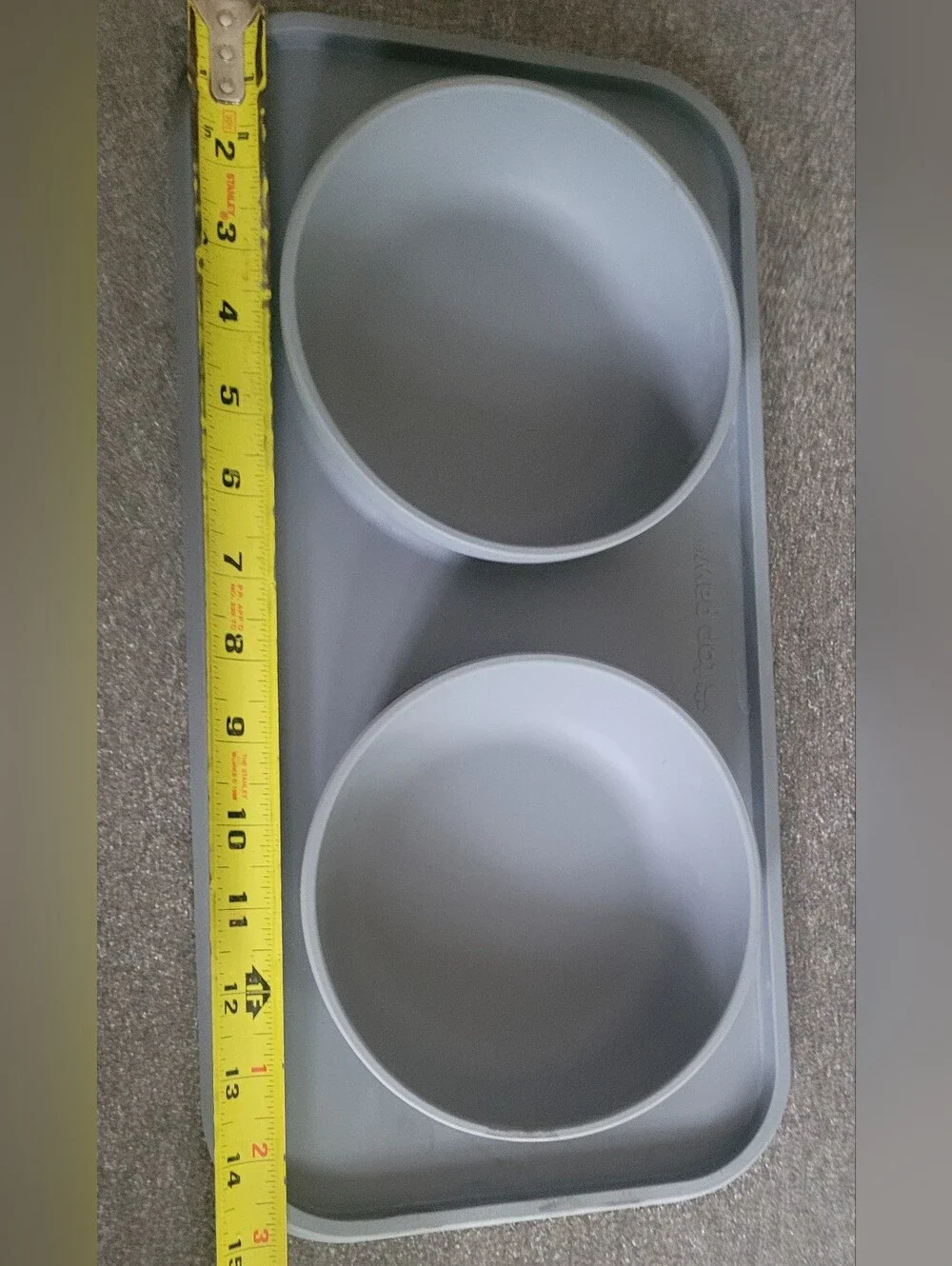 Top Paw Silicone Double Pet Bowl Holder- Gray
